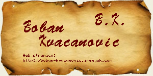 Boban Kvačanović vizit kartica